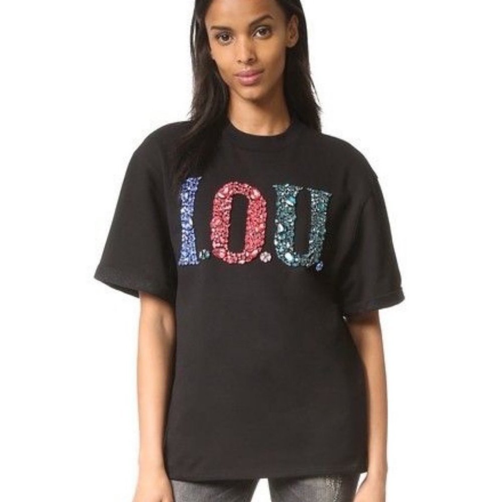Opening Ceremony Iou Short Sleeve Sweatshirt Tee Size Xs Bling Sequins Top Shirt